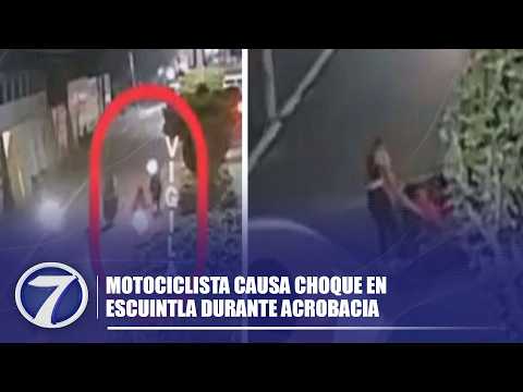 Motociclista causa choque en Escuintla durante acrobacia