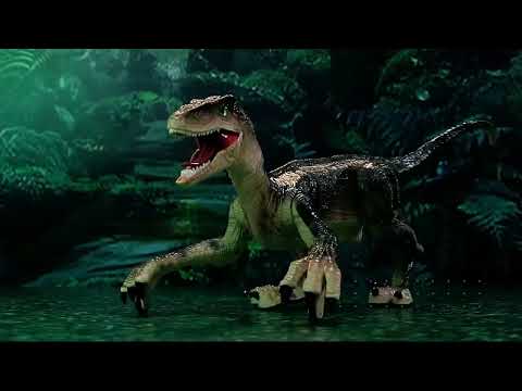 Electronic RC Robot Toy LED Lightup Walking Roaring Velociraptor Jurassic Dino