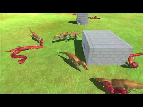 8 Allosaurus in night vs all units - Animal Revolt Battle Simulator