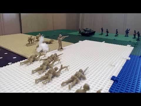 Plastic army men battle by 6 year old