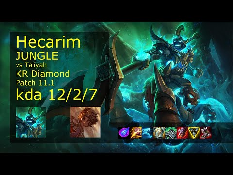 Hecarim Jungle vs Taliyah - KR Diamond 12/2/7 Patch 11.1 Gameplay // [롤] 헤카림 vs 탈리야 정글