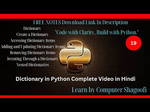 Python Part 19 Dictionary In Python Computershagoofibeginners