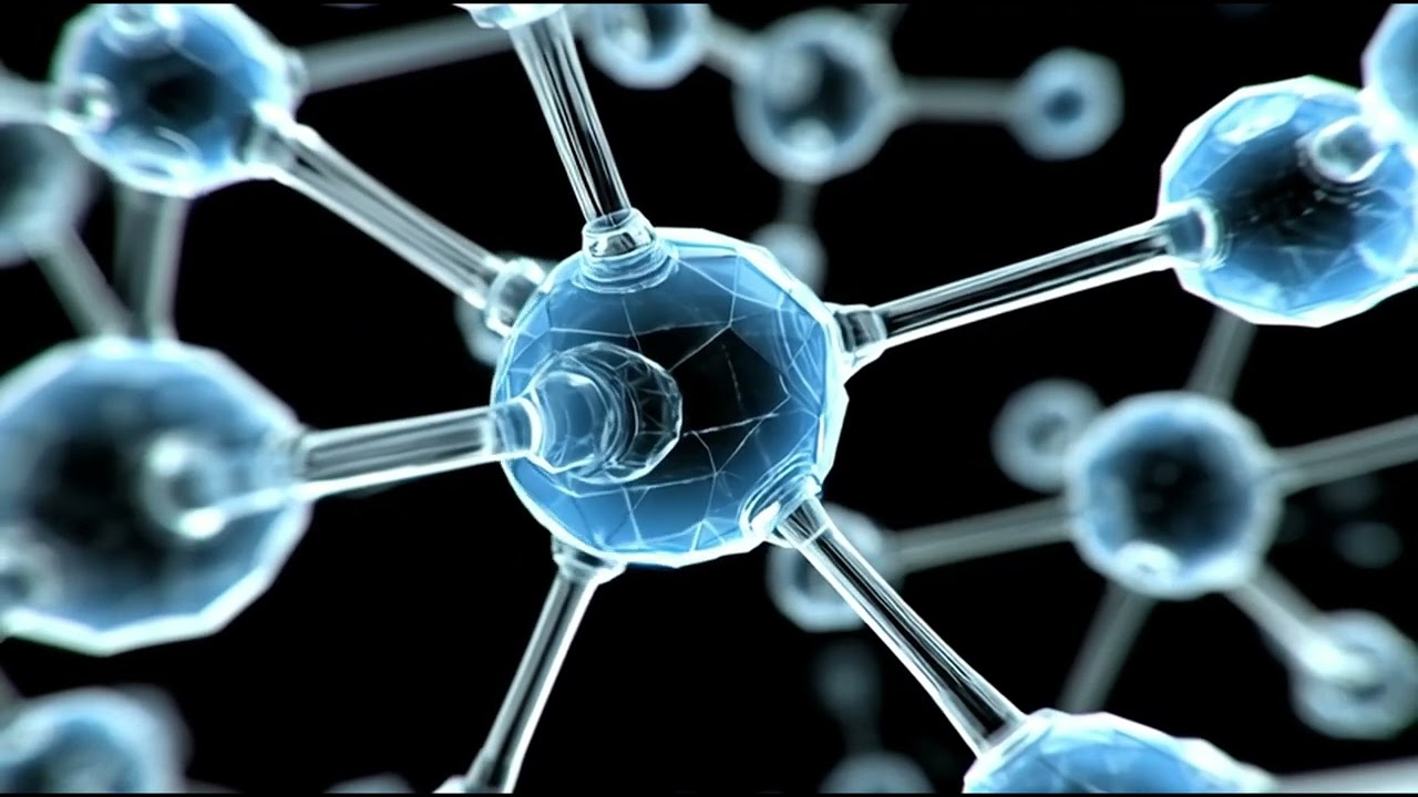 Abstract Blue Molecular Structure with Glowing Atom Connections Seamless Motion Background Loop 4K