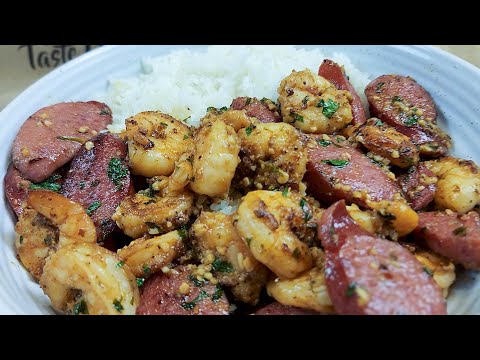 Easy meals Garlic Butter Shrimp w Smoked Sausage ready in 5 min