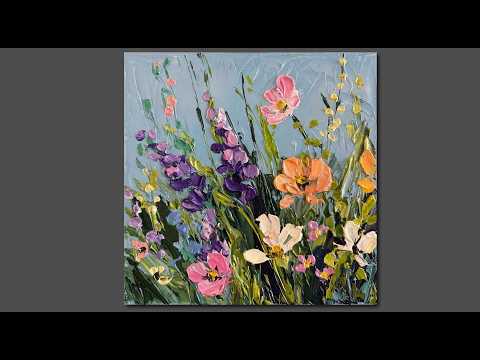 Acrylic palette knife painting flowers/ acrylic painting techniques