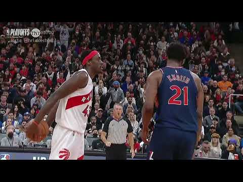 Embiid intentionally fouls Siakam hard. Siakam didn't like the approach