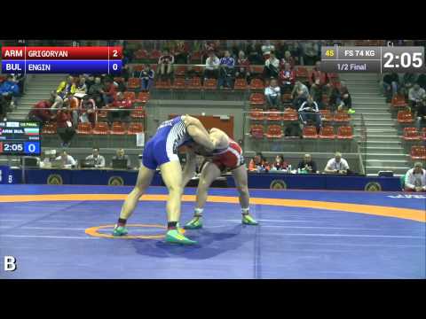 Semifinal FS - 74 kg: Grior GRIGORYAN (ARM) df. Ismail ENGIN (BUL) by TF, 11-0