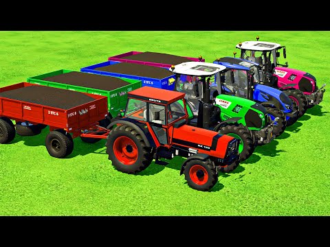 DEUTZ FAHR, CLAAS, JOHN DEERE COLOR TRACTORS TRANSPORT - Farming Simulator 22