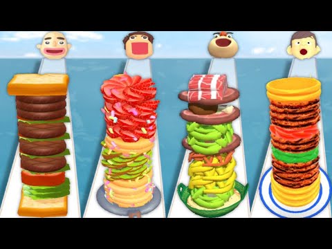 SANDWICH RUNNER vs NOODLE RUN vs PANCAKE RUN vs BURGER RUN - Gameplay New UPDATE All Levels, ios