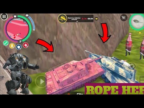 Rope Hero Vice Town (Pink Tank vs GreenTank Colision) Rope Hero Destroy Tanksand Car Robot- HD