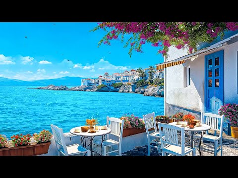 Happy Bossa Nova Jazz Music at Morning Seaside Cafe Ambience and Calm Wave Sound for Positive Moods