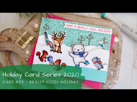 Holiday Card Series 2020 #25 | Copic Coloring a Winter Fun Scene | Lawn Fawn
