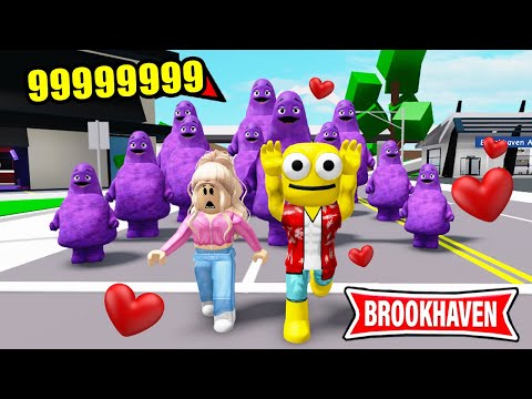 ODA & ODETTE vs 9999999 GRIMACE SHAKE ENORME (incroyable) #1 ! Roblox Brookhaven RP