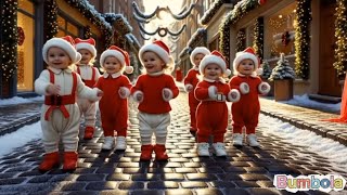 Jingle Bells 🎅 Baby Dance Party &amp; Christmas Fun for Kids 🎄 | Cute Toddlers &amp; Holiday Music | Bumbola