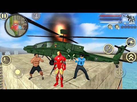Iron Rope Hero Vice Town: Helicopter And Police Fighting - Android Gameplay