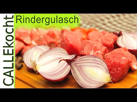 Rindergulasch selber zubereiten und kochen. Ungarisches Rezept