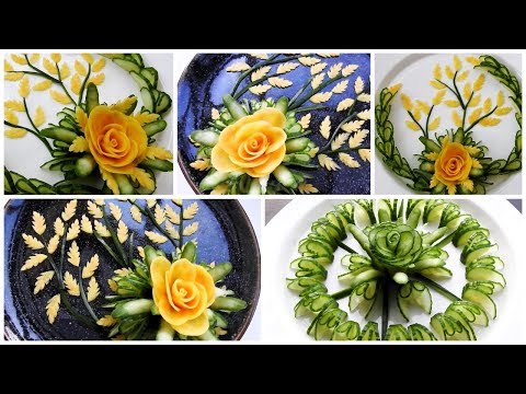 Super Salad Decoration Ideas - Cucumber & Carrot Rose Carving Garnish