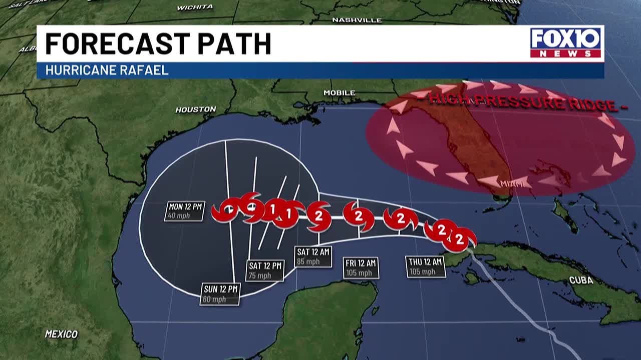 Rafael moving into the Gulf, could run into unfavorable conditions later in the week