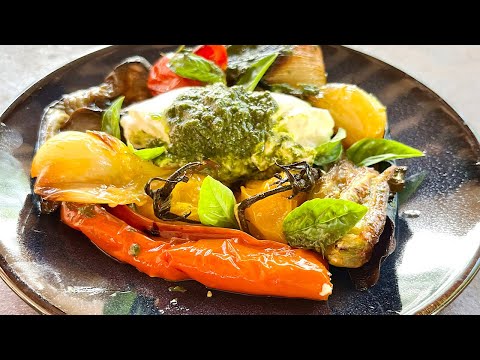 Légumes grillés, pesto maison et Burrata