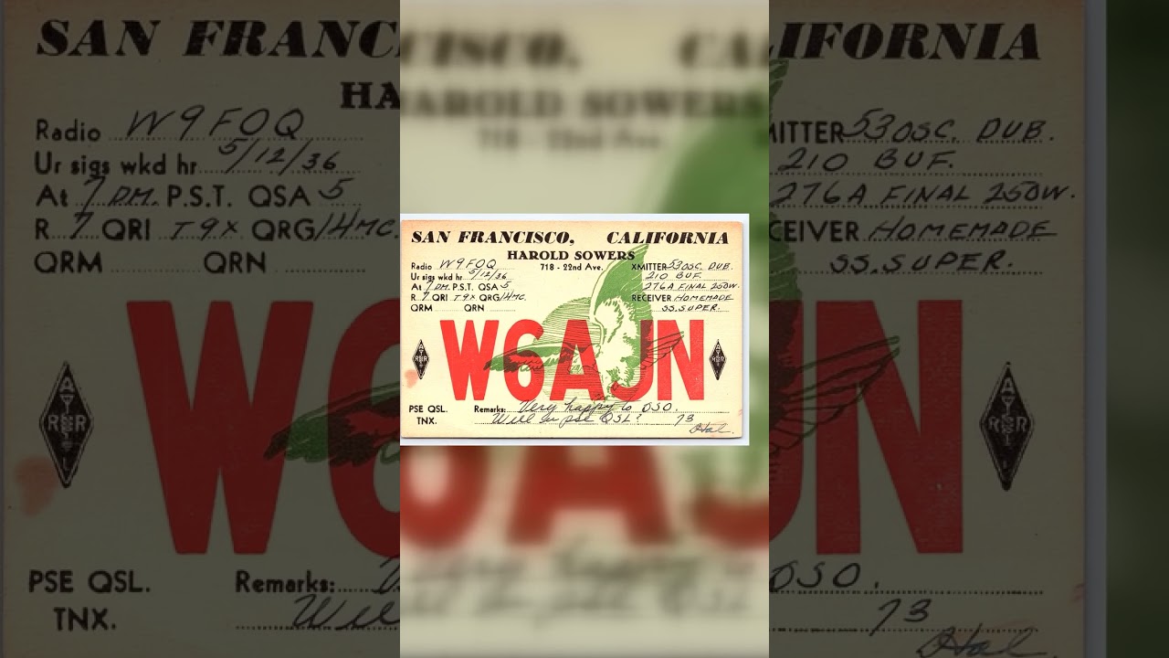 Harold Sowers QSL Card, San Francisco, 1936, Radio Communication Video