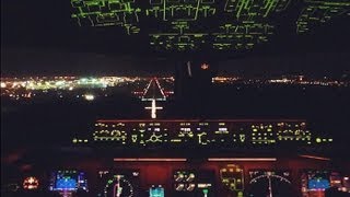 Cockpit view - KLM Boeing 777-200 Night landing in Johannesburg HD