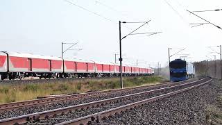 ALSTOM #WAG12 12000 HP freight train crossing #WAG9 HCPV rake #indianrailways #railway #railroad
