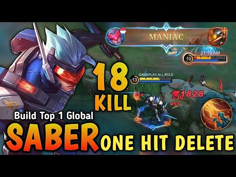 18 Kills + Almost SAVAGE!! Saber New Build 100% One Hit Damage - Build Top 1 Global Saber