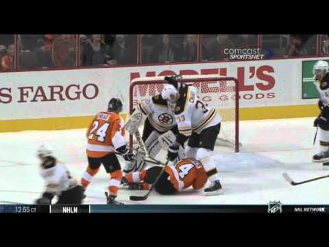 Sean Couturier struck by puck, Dec 17th, 2011