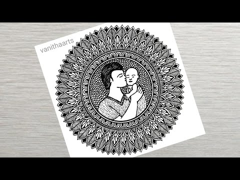 Father s Day Special Drawing How to draw Mandala for Beginners Father and Daughter vanithaarts