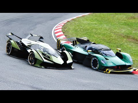 Lamborghini V12 Vision GT vs Aston Martin Valkyrie AMR Pro 2022 at Nordschleife