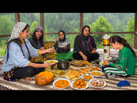 Butternut Squash Recipes & Traditional Bread | Village Girls Cooking on a Cozy Rainy Day 🎃