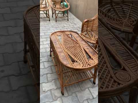 Trending Eco-Friendly Handicraft Multicolor Bamboo Cane Chairs For Kids Indoor Outdoor +1 Table