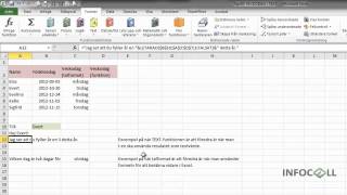 Funktionen VECKODAG och TEXT i Excel
