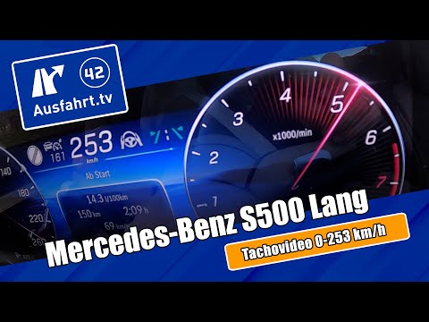 Tachovideo Mercedes-Benz S 500 4Matic lang (V223) 0-100 kmh kph 0-60 mph Beschleunigung Acceleration