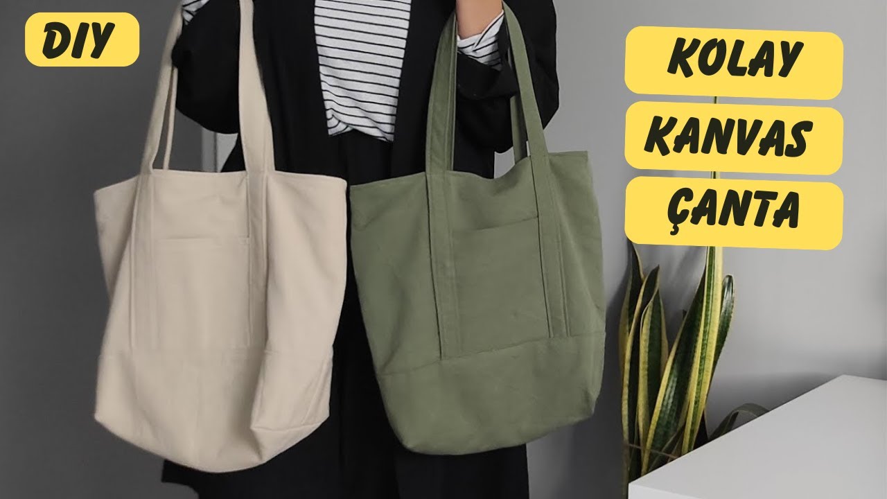 Kolay Kanvas Çanta Dikimi | DIY Tote Bag Sewing Tutorial