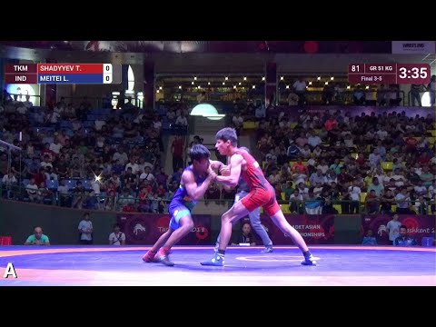 BRONZE GR - 51 kg: T. SHADYYEV (TKM) v. L. MEITEI (IND)