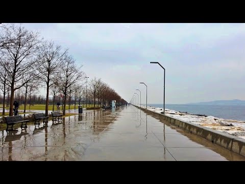 Walking in the Rain on Maltepe Coast Istanbul