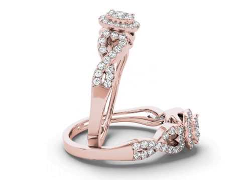 10k Rose Gold 3/8ct TDW Diamond Cluster Halo Engagement Ring (H-I, I1-I2)