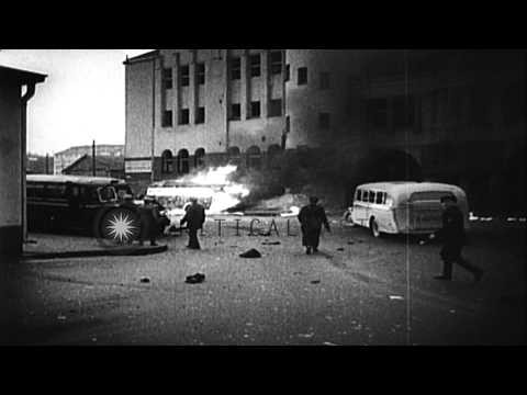 Helsinki being bombed by the Soviet planes during World War II. HD Stock Footage