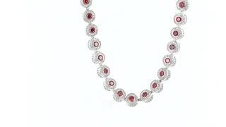 Blood Red Ruby Solitaire Center Stone White Gold  Cluster Diamonds Men's Necklace
