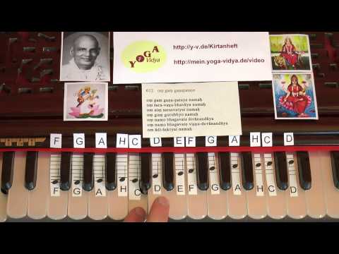 Avahana Mantras Mantra Rezitation Lehr-Video mit sichtbaren Harmoniumtasten und Noten 612
