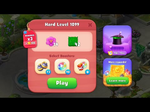 Gardenscapes Level 1099 Walkthrough "No Boosters Used"