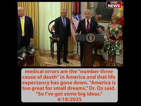 Dr. Oz Sworn In at CMS: 'Medical Errors Are the #3 Cause of Death'; Declares War on Medicare Fraud, Chronic Disease, and DEI Spending