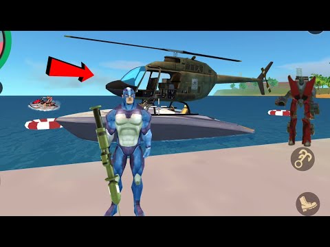 Rope Hero: Vice Town (Rope Helicopter Landing on Helicopter) Helicopter Fight Army Base - HD