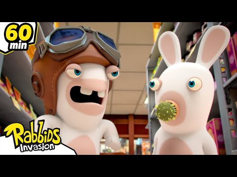 The rabbits are locked in... How to escape? | RABBIDS INVASION 🐰 | 1H Compilation | Cartoon for kids