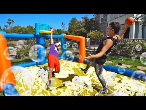 *DANGEROUS* SLIP N SLIDE INFLATABLE BASKETBALL CHALLENGE