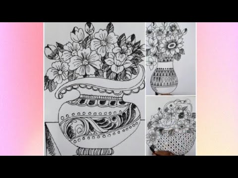 how to sketch of flower pot ,drawing 10