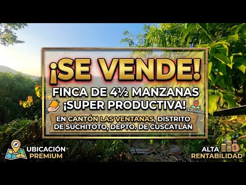 Finca productiva de 4 manzanas y media en venta, en Canton Las ventanas, El Paísnal, San Salvador 