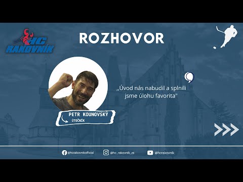 Petr Kounovský po vítězném utkání. HCR vs. LEV Slaný 5:3