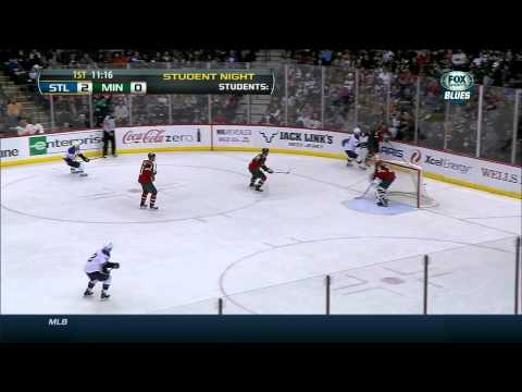 Carlo Colaiacovo wrist shot goal 2-0 St. Louis Blues vs Minnesota Wild 3/9/14 NHL Hockey.
